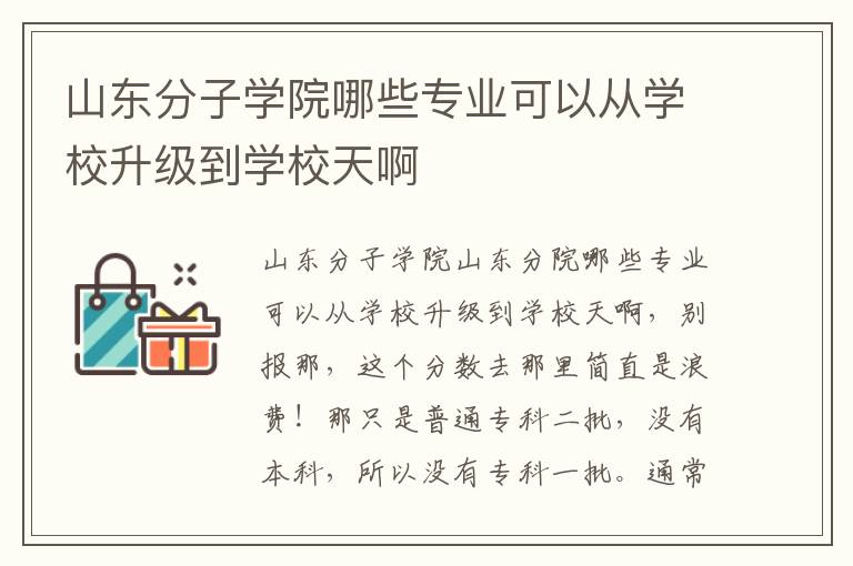 山東分子學院哪些專業可以從學校升級到學校天啊