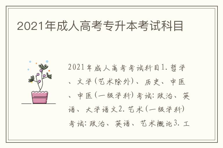 2021年成人高考專升本考試科目