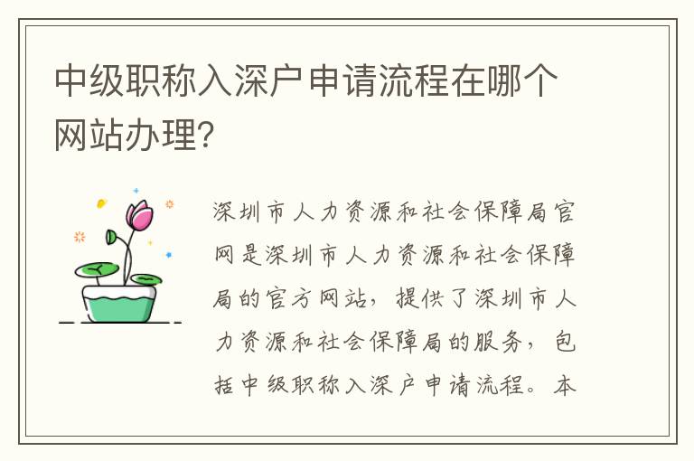 中級職稱入深戶申請流程在哪個網站辦理？