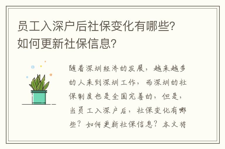 員工入深戶后社保變化有哪些？如何更新社保信息？