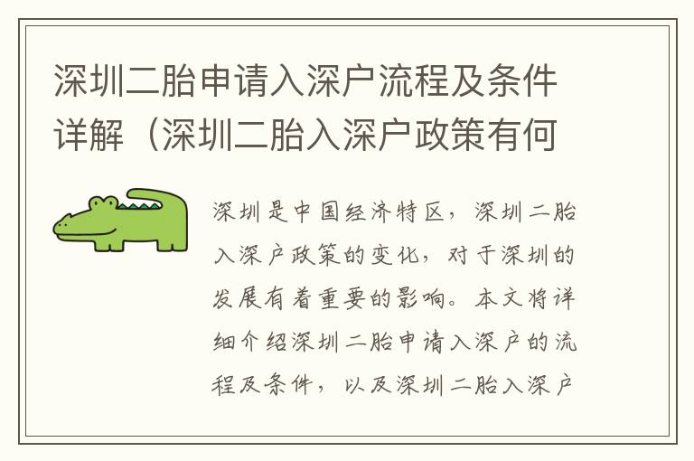 深圳二胎申請入深戶流程及條件詳解（深圳二胎入深戶政策有何變化）