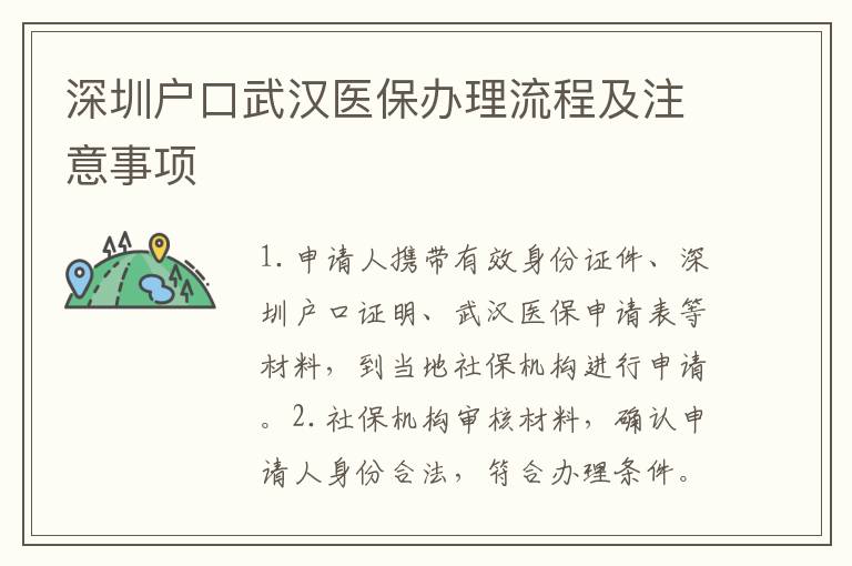 深圳戶口武漢醫保辦理流程及注意事項