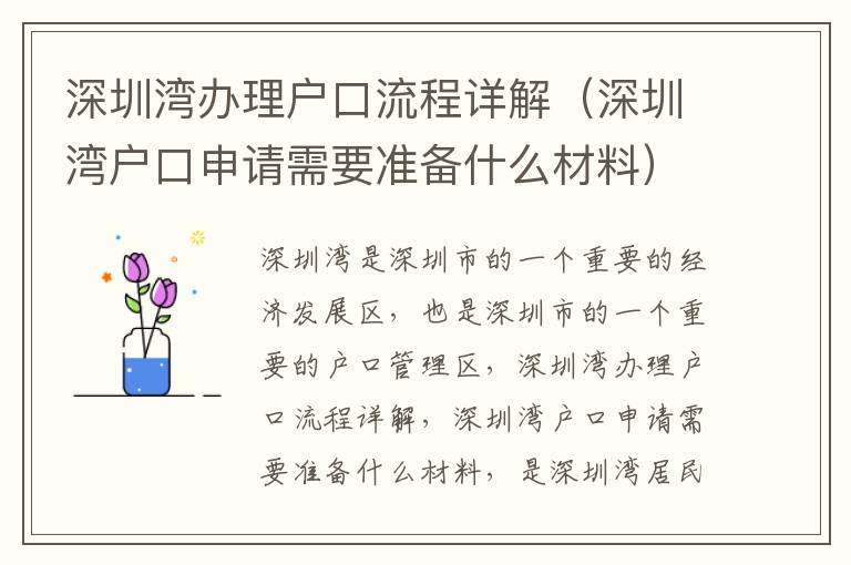 深圳灣辦理戶口流程詳解（深圳灣戶口申請需要準備什么材料）