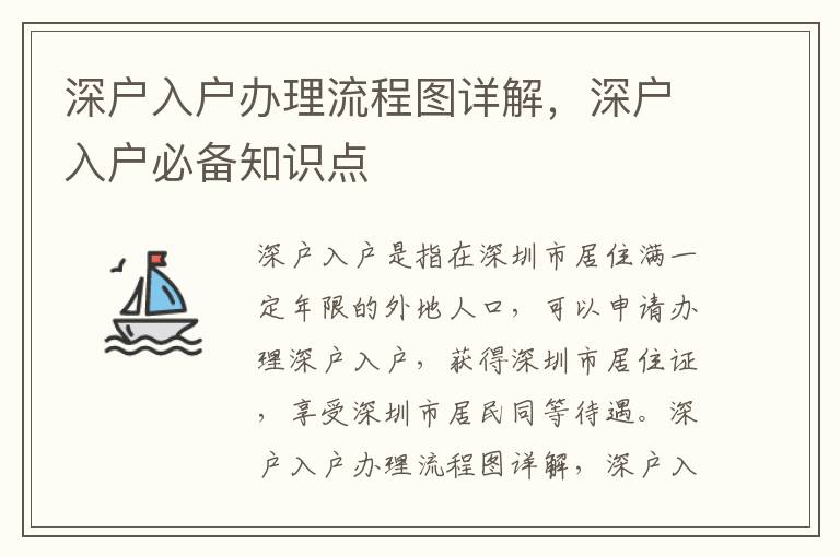 深戶入戶辦理流程圖詳解，深戶入戶必備知識點