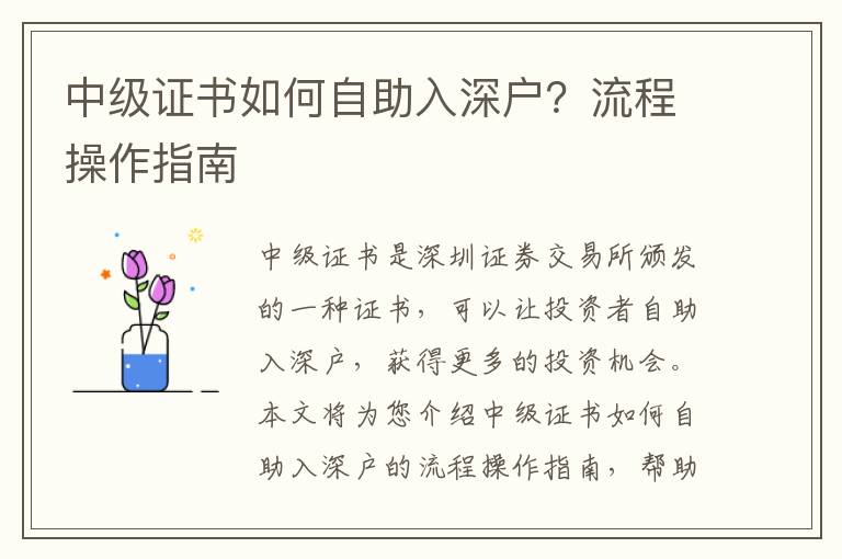 中級證書如何自助入深戶？流程操作指南