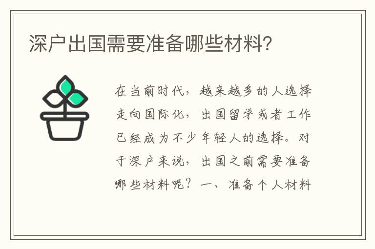 深戶出國需要準備哪些材料？