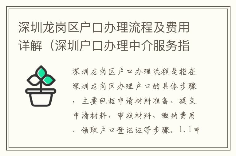 深圳龍崗區戶口辦理流程及費用詳解（深圳戶口辦理中介服務指南）