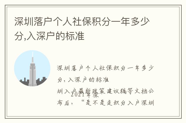 深圳落戶個人社保積分一年多少分,入深戶的標準