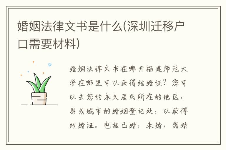 婚姻法律文書是什么(深圳遷移戶口需要材料)