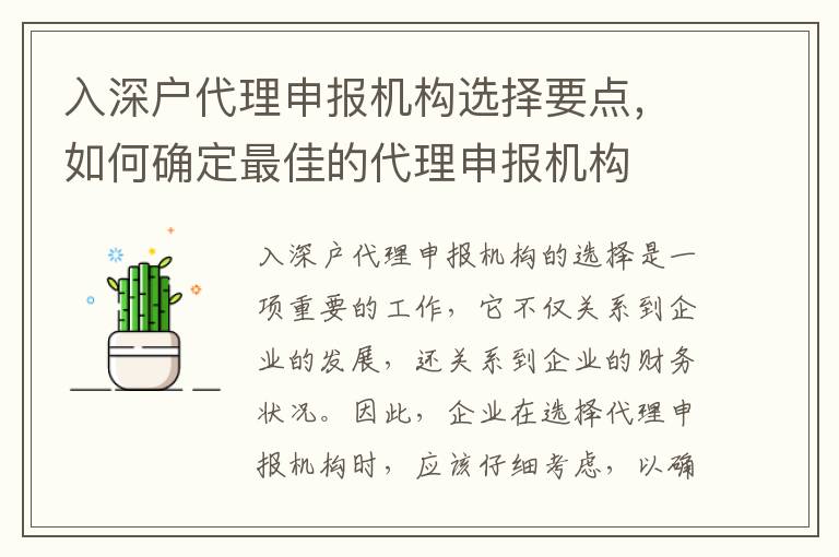 入深戶代理申報機構選擇要點，如何確定最佳的代理申報機構