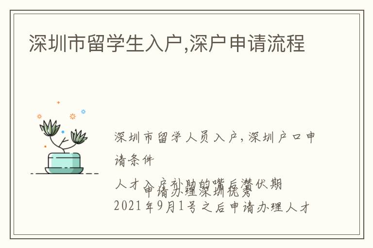 深圳市留學生入戶,深戶申請流程