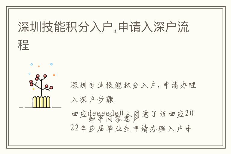 深圳技能積分入戶,申請入深戶流程