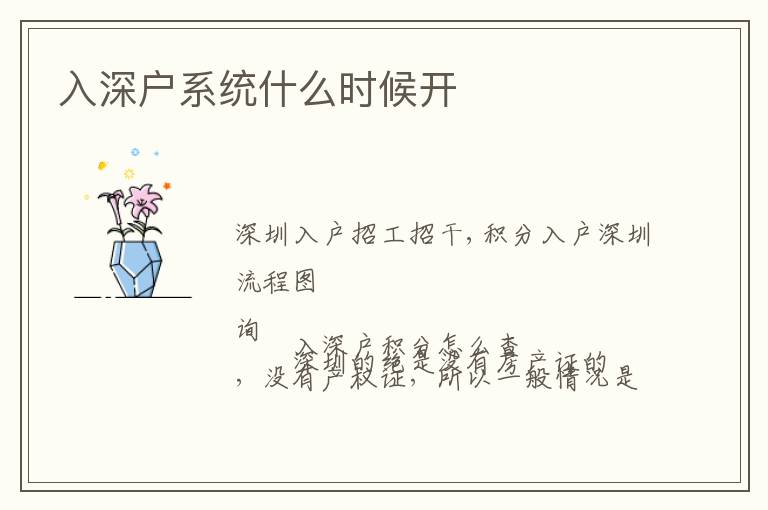 入深戶系統什么時候開