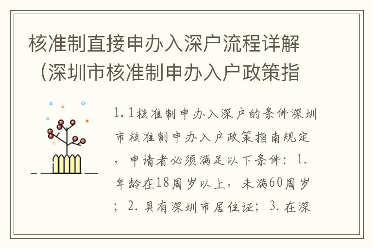 核準制直接申辦入深戶流程詳解（深圳市核準制申辦入戶政策指南）