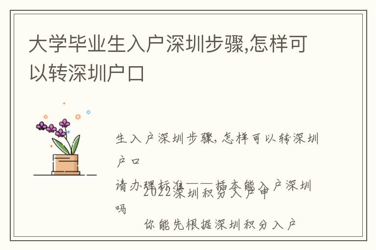 大學畢業生入戶深圳步驟,怎樣可以轉深圳戶口