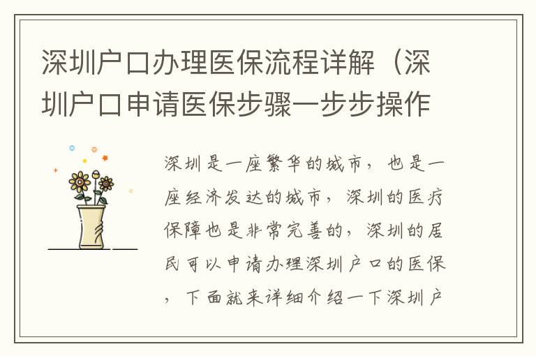 深圳戶口辦理醫保流程詳解（深圳戶口申請醫保步驟一步步操作）