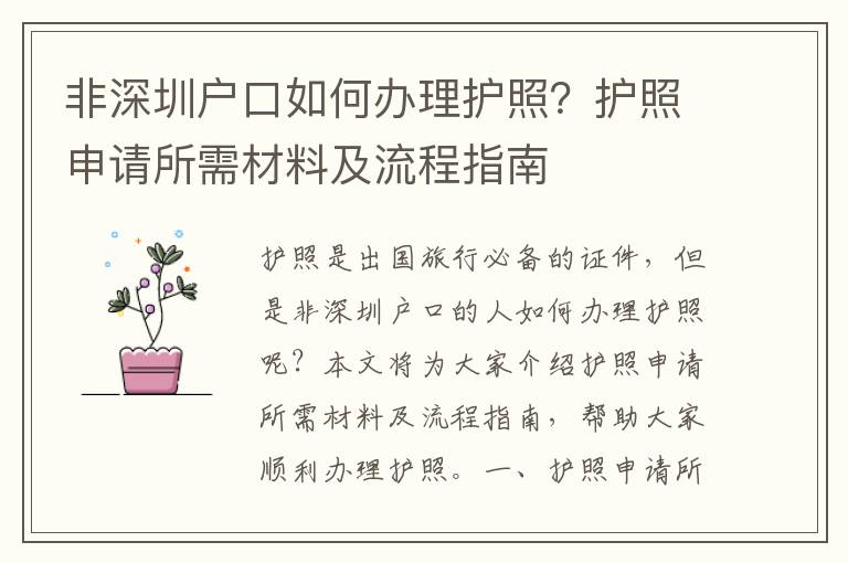 非深圳戶口如何辦理護照？護照申請所需材料及流程指南