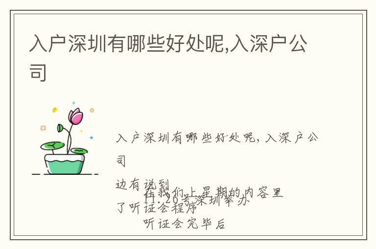 入戶深圳有哪些好處呢,入深戶公司