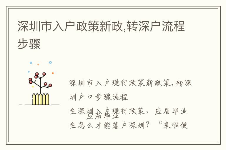 深圳市入戶政策新政,轉深戶流程步驟