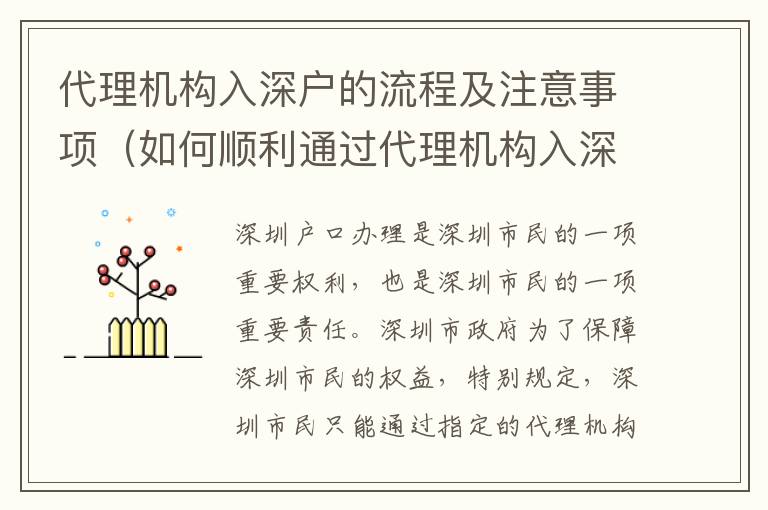 代理機構入深戶的流程及注意事項（如何順利通過代理機構入深戶）