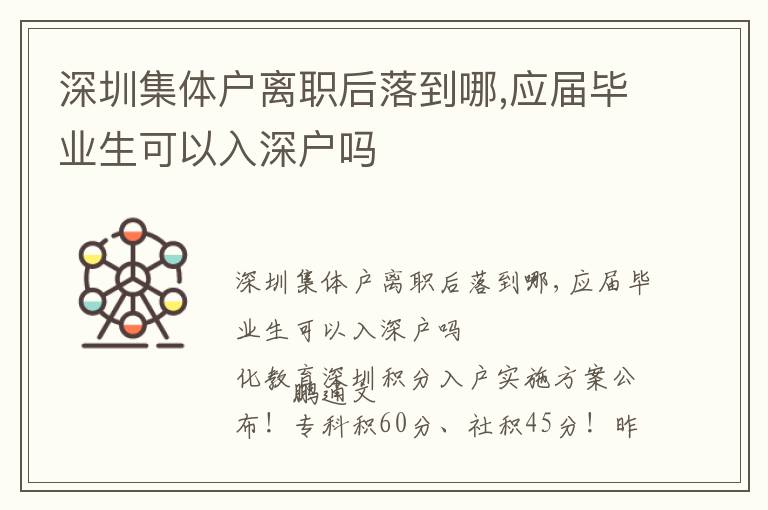 深圳集體戶離職后落到哪,應屆畢業生可以入深戶嗎