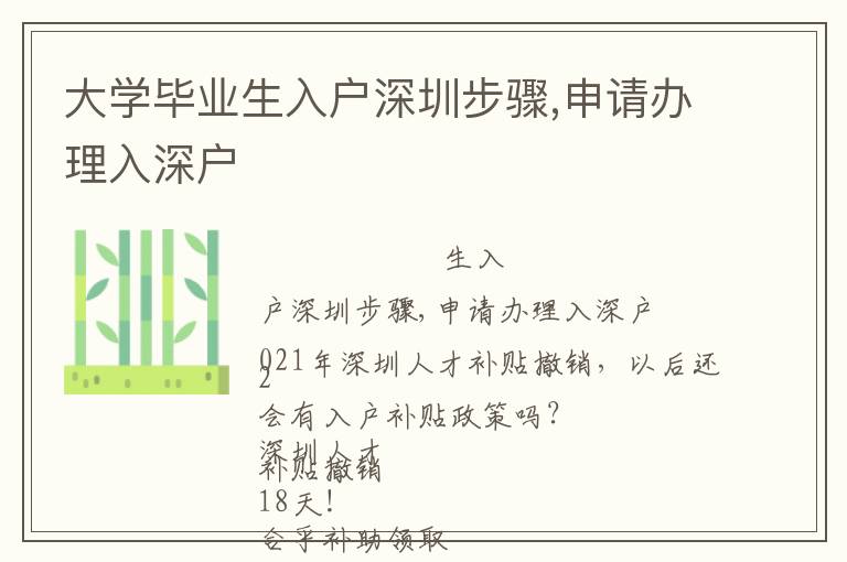 大學畢業生入戶深圳步驟,申請辦理入深戶