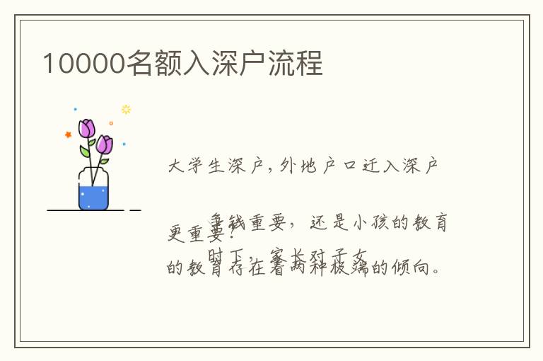 10000名額入深戶流程