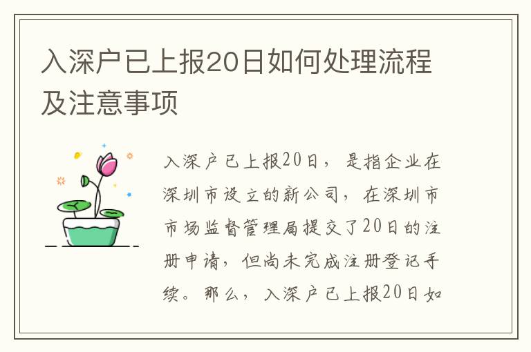 入深戶已上報20日如何處理流程及注意事項