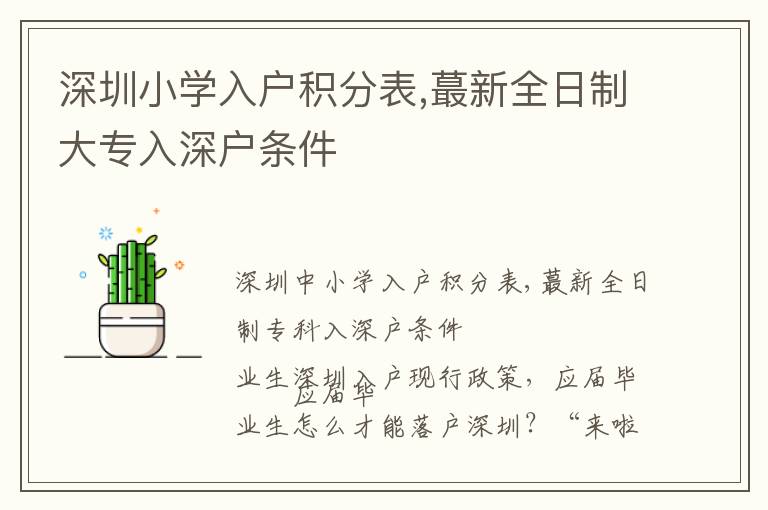 深圳小學入戶積分表,蕞新全日制大專入深戶條件