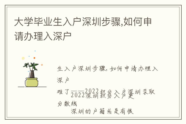 大學畢業生入戶深圳步驟,如何申請辦理入深戶