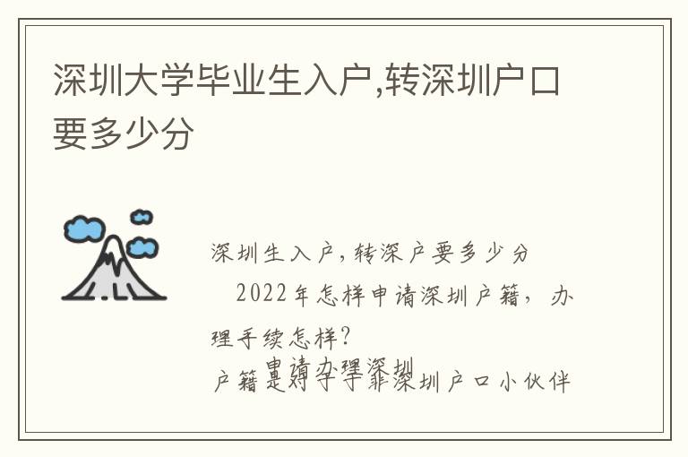 深圳大學畢業生入戶,轉深圳戶口要多少分