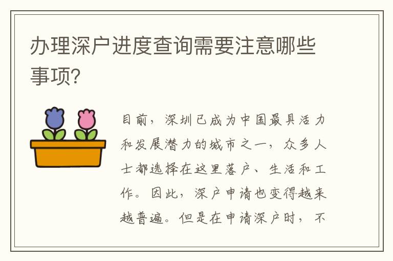 辦理深戶進度查詢需要注意哪些事項？