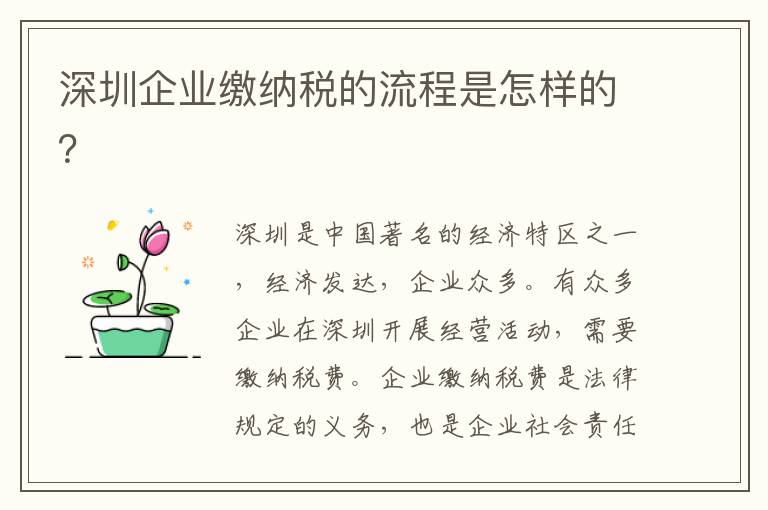 深圳企業繳納稅的流程是怎樣的？