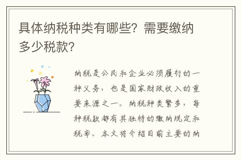 具體納稅種類有哪些？需要繳納多少稅款？